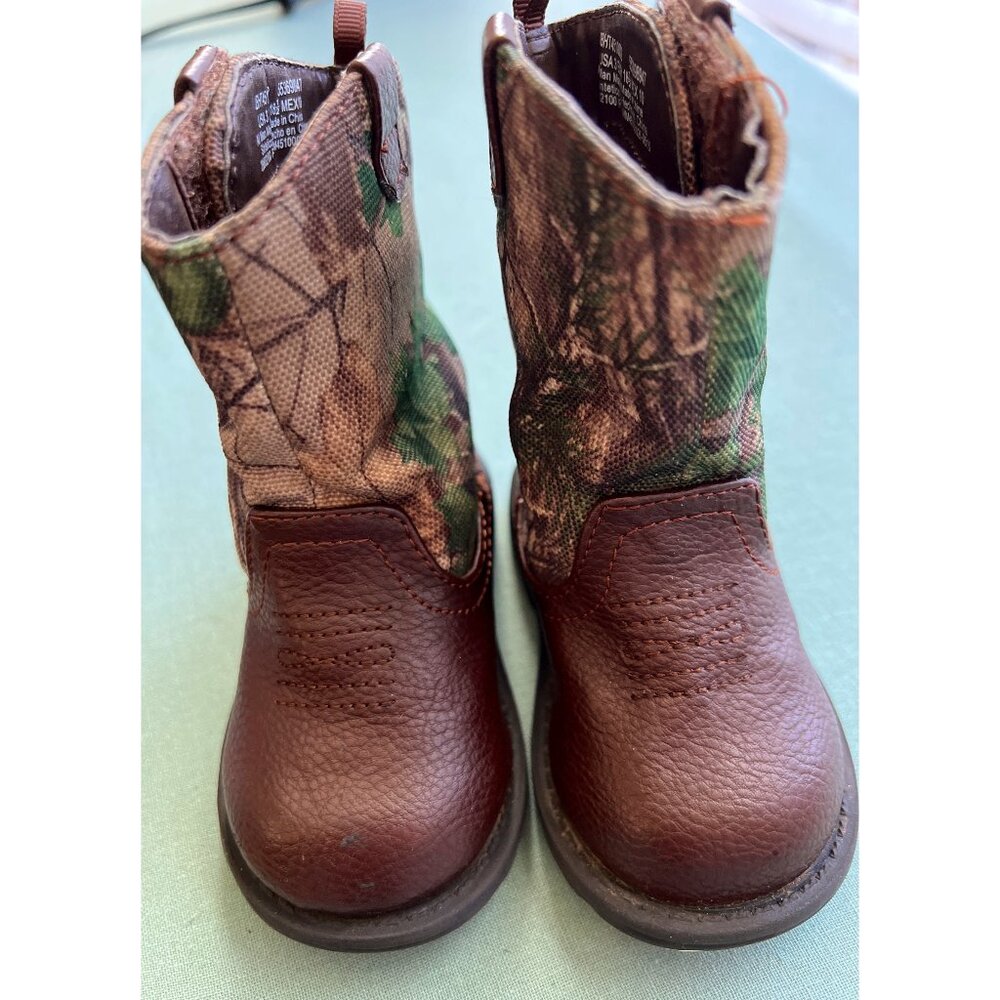 Healthtex Infant Size 3 Camouflauge Brown Cowboy Boot Slip On Flexible Velcro